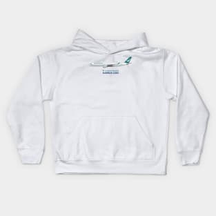 Illustration of Cathay Pacific Airbus A350 Kids Hoodie